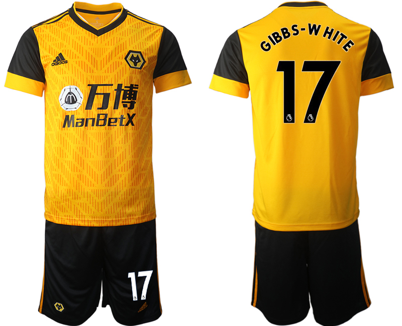 Men 2020-2021 club Wolverhampton Rangers home #17 yellow Soccer Jerseys->other club jersey->Soccer Club Jersey